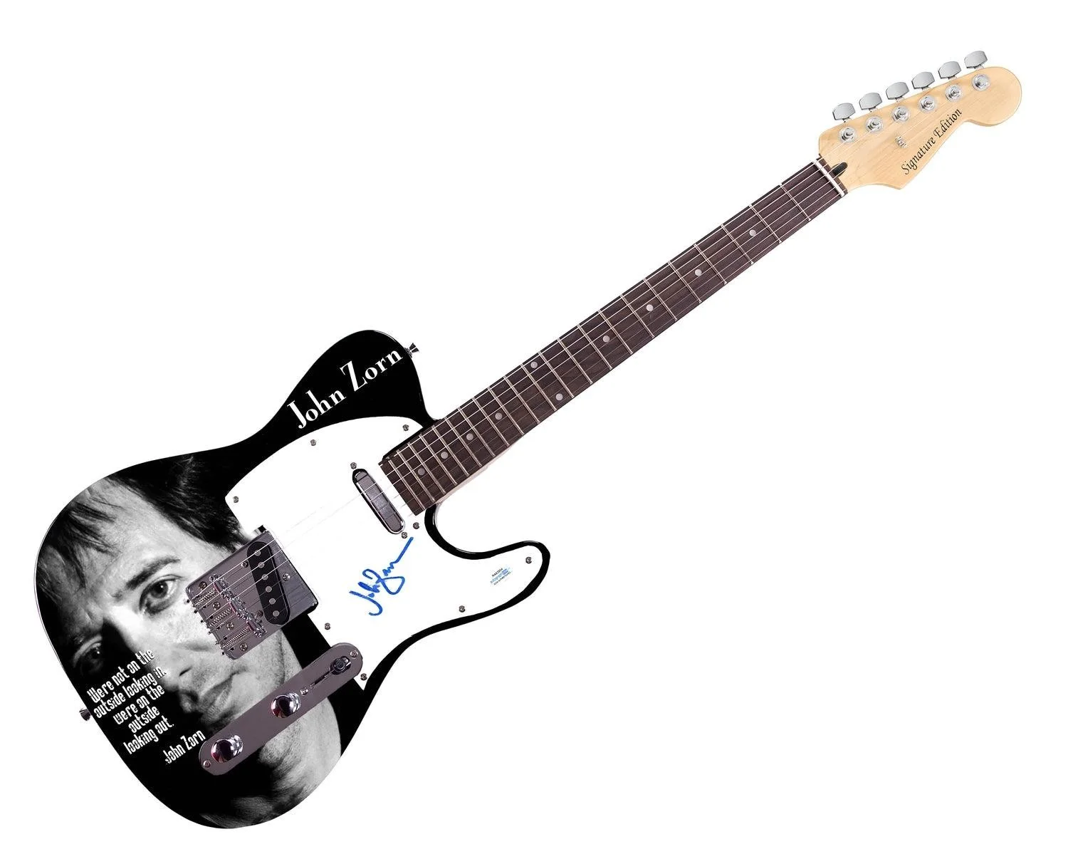 John Zorn Signed Custom Graphics Photo Guitar ACOA, image 3