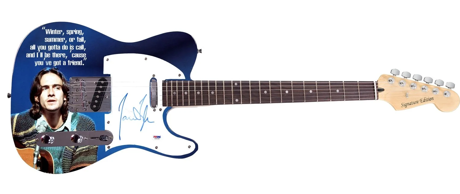 James Taylor Autographed You've Got A Friend Graphics Photo Guitar PSA, изображение 2