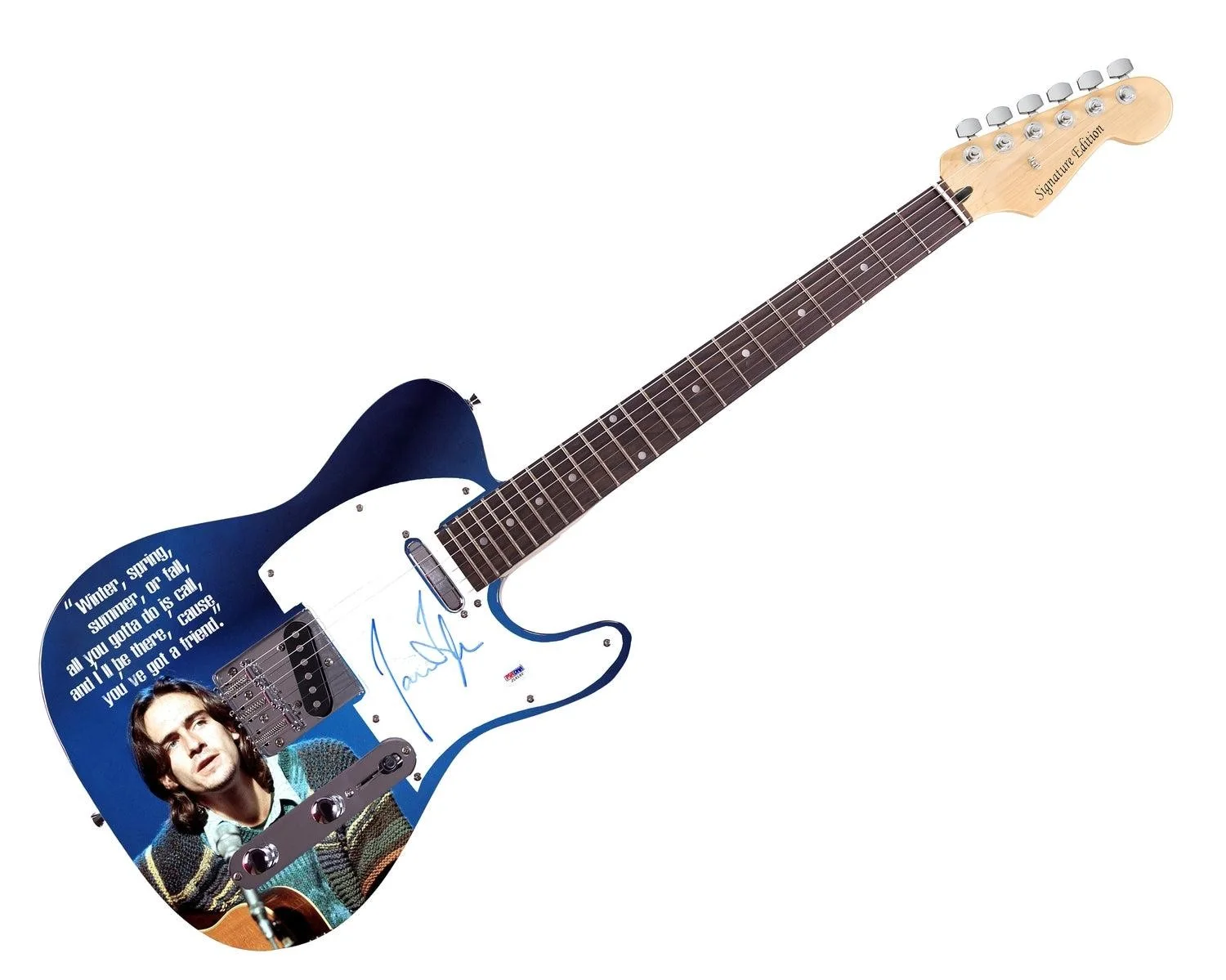 James Taylor Autographed You've Got A Friend Graphics Photo Guitar PSA, изображение 3