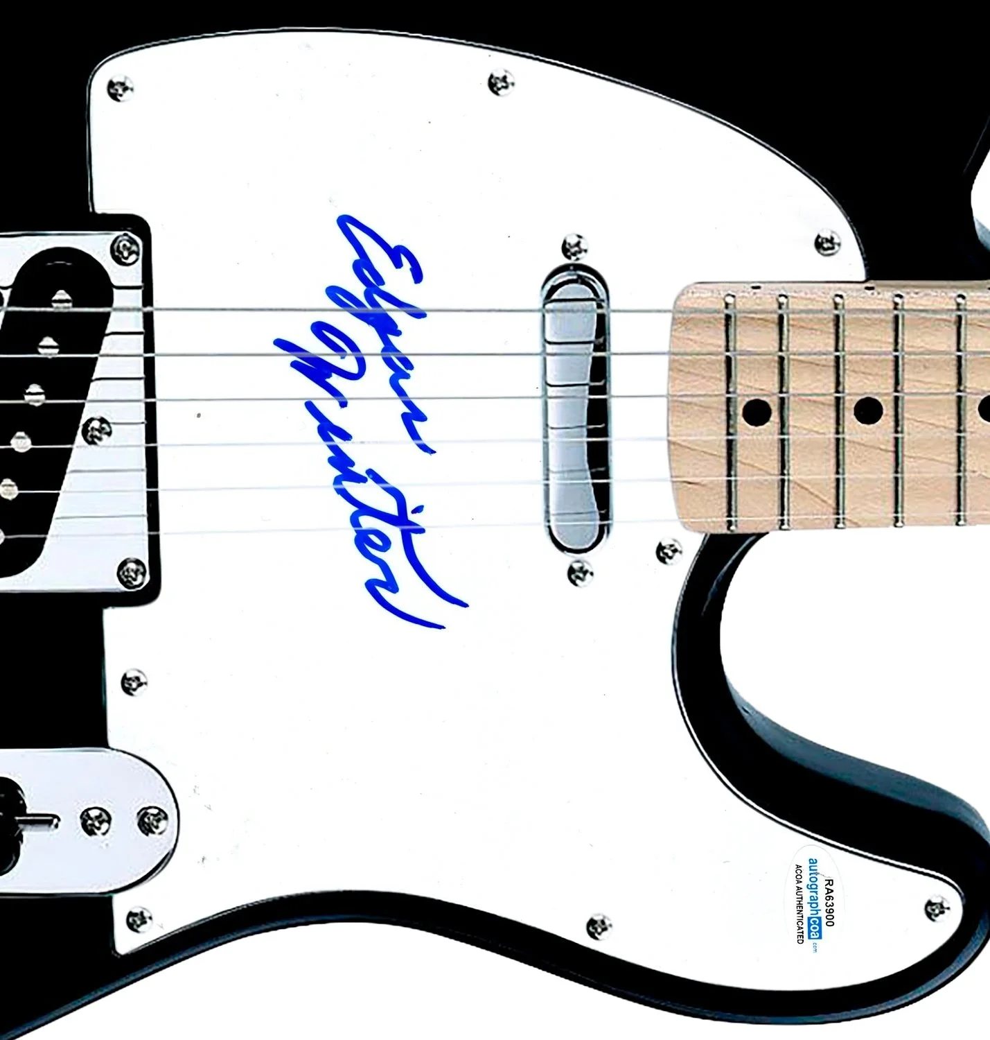 Edgar Winter Signed Autographed Guitar ACOA, image 2