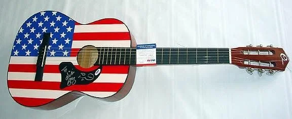 Trick Pony Signed Autographed Acoustic Flag Guitar & Proof PSA, image 3