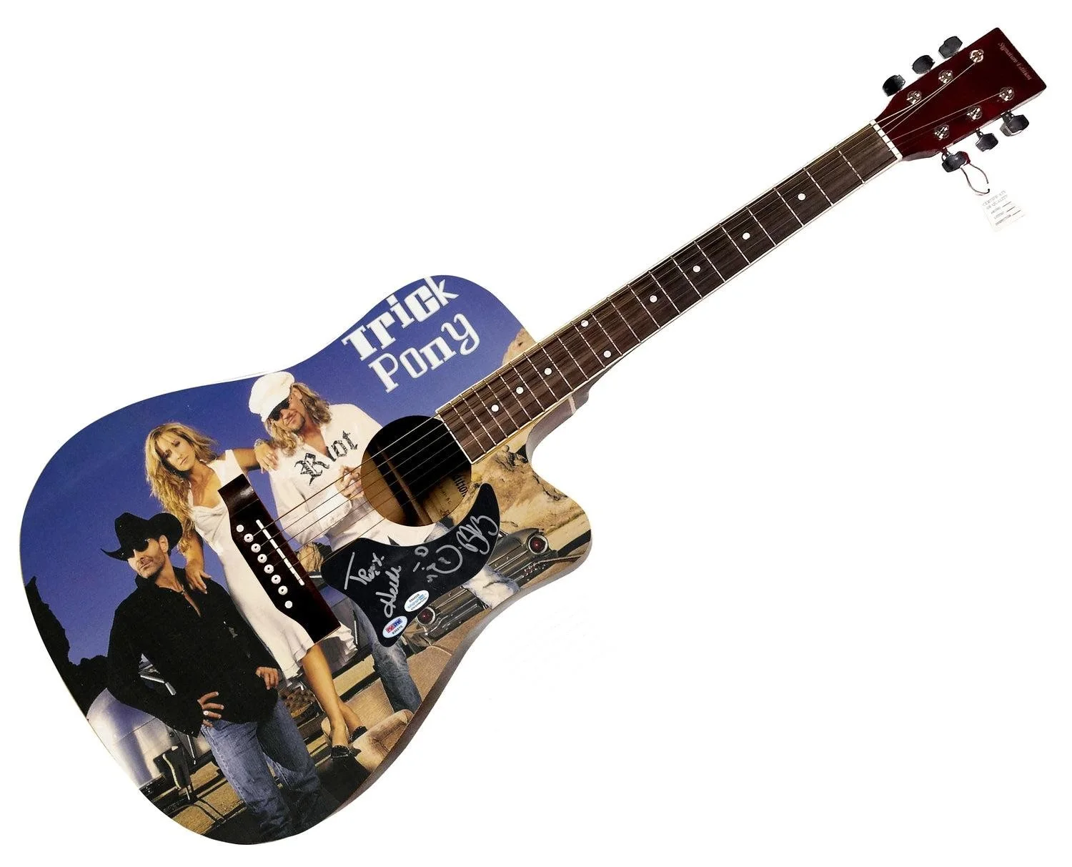 Trick Pony Signed 1:1 Signature Edition Graphics Photo Guitar ACOA PSA, изображение 3