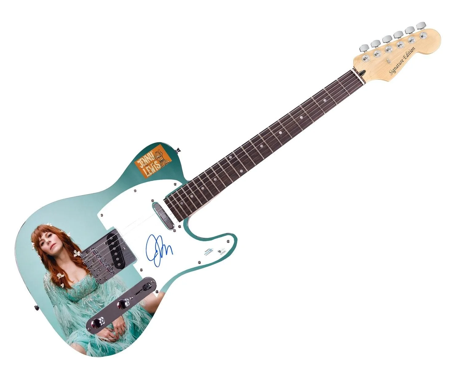 Jenny Lewis Signed Custom Graphics Photo Guitar ACOA, image 3