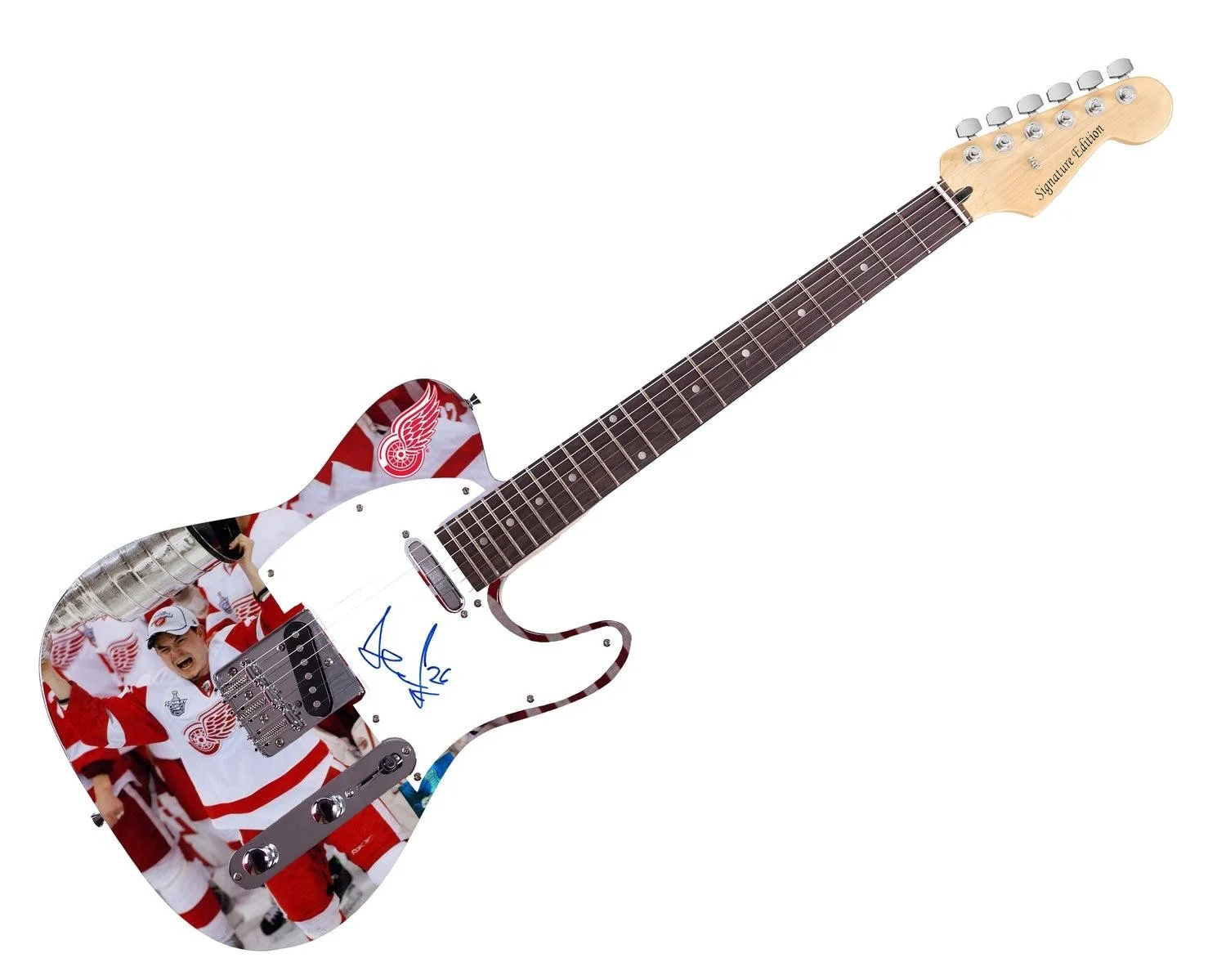 Detroit Redwings Jiri Hudler Signed Graphics Photo Guitar, image 3