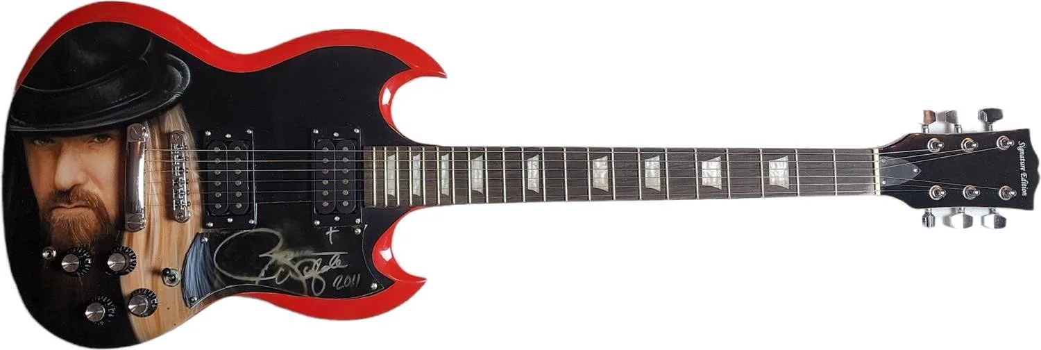 Zakk Wylde Signed Autographed Hand Airbrushed Painting Guitar UACC AFTAL, изображение 2