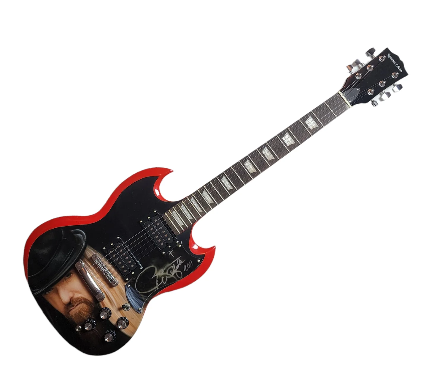 Zakk Wylde Signed Autographed Hand Airbrushed Painting Guitar UACC AFTAL, изображение 3