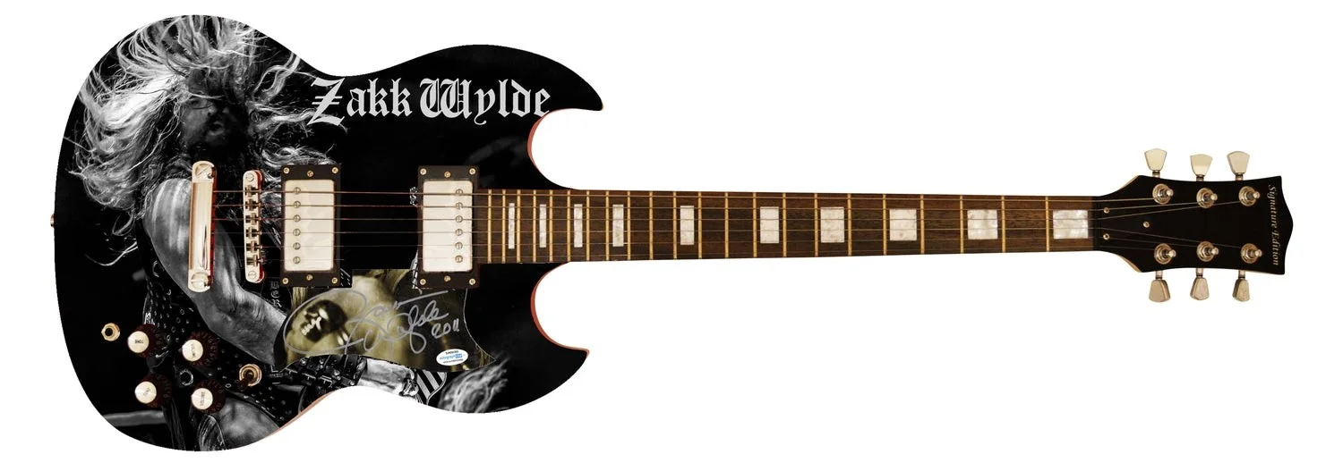 Zakk Wylde Signed Custom Graphics Photo Guitar ACOA, image 2