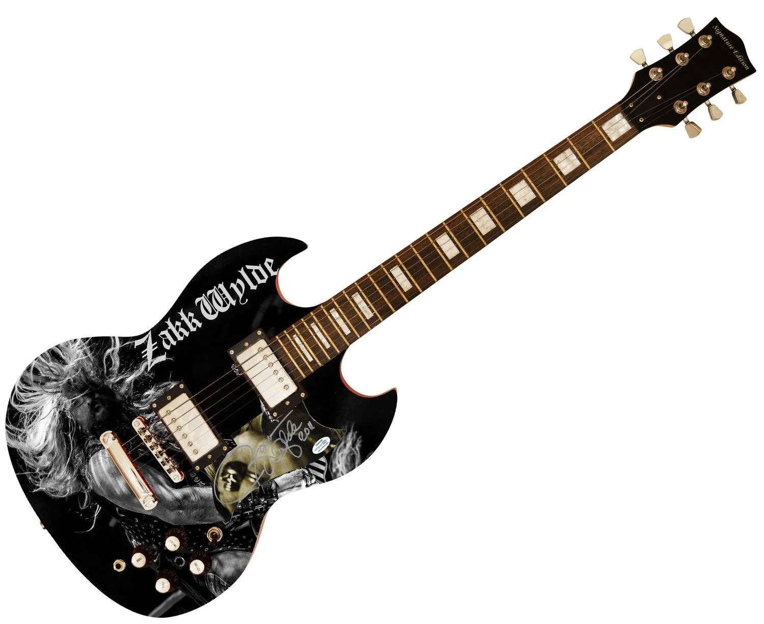Zakk Wylde Signed Custom Graphics Photo Guitar ACOA, image 3