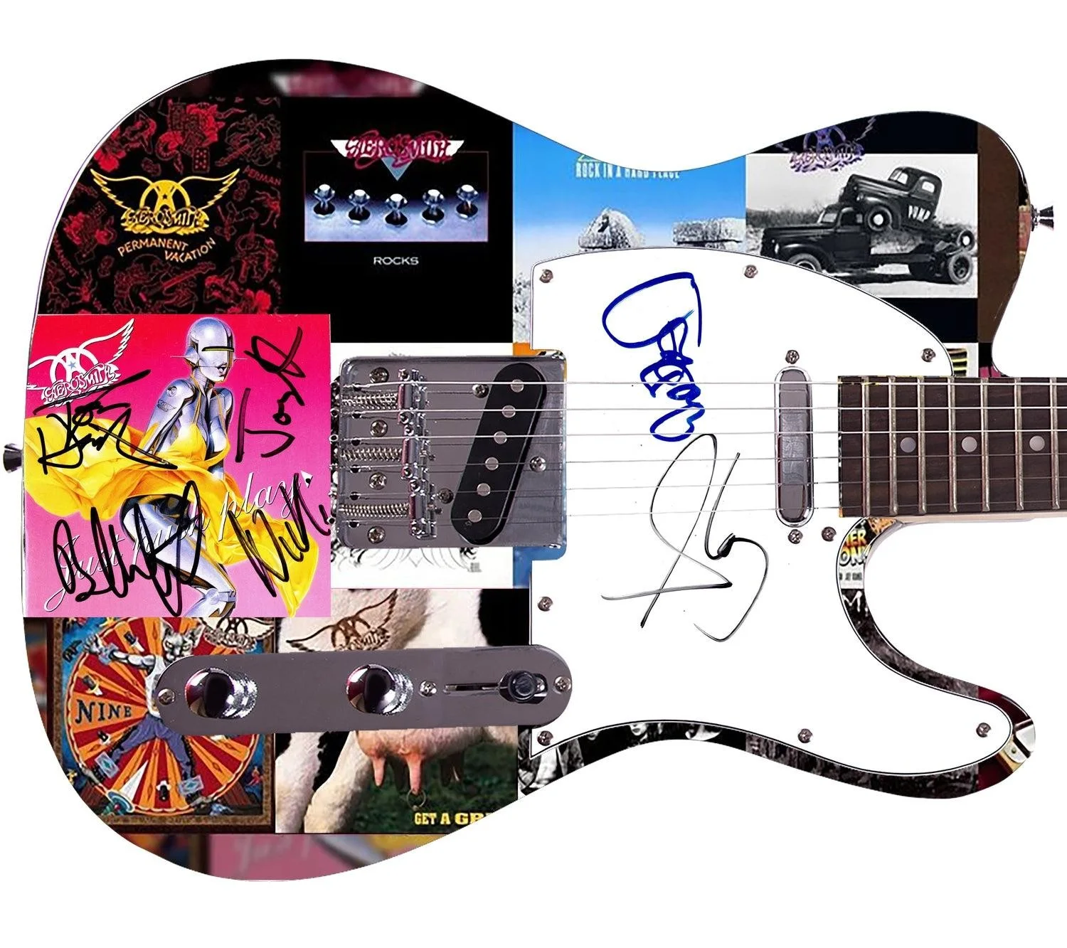 Aerosmith Signed Autographed Custom 1/1 Graphics Album Cd Photo Guitar, image 3