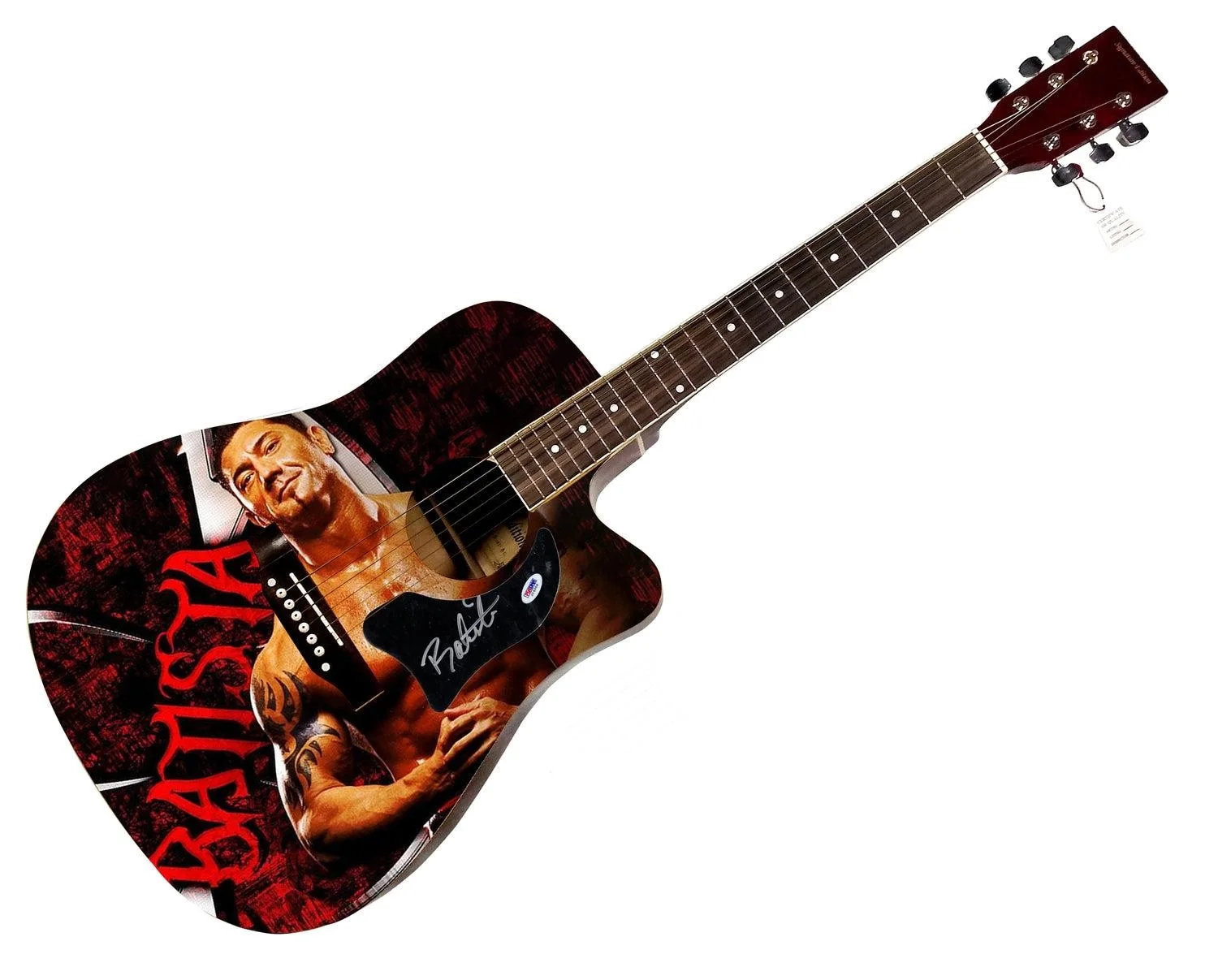 WWE Batista Signed 1/1 Custom Graphics Photo WWF Guitar PSA, изображение 3