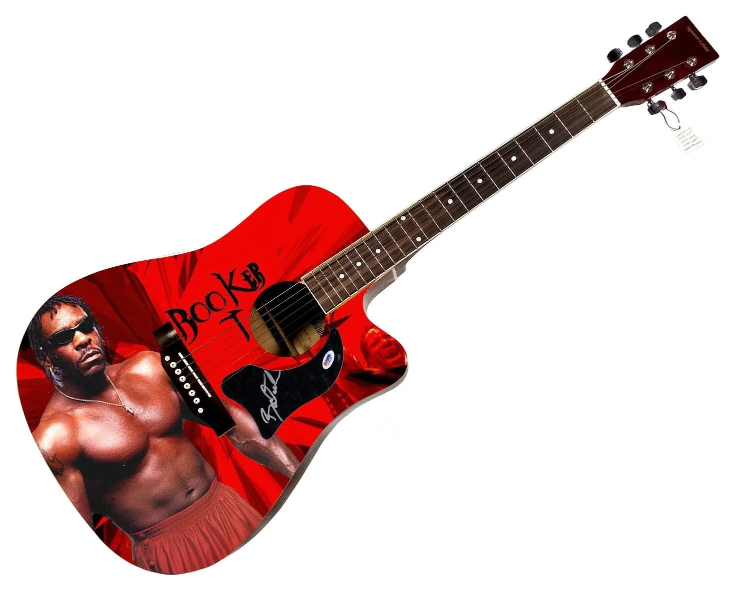 WWE Booker T Signed 1/1 Custom Graphics Photo WWF Guitar PSA, image 3