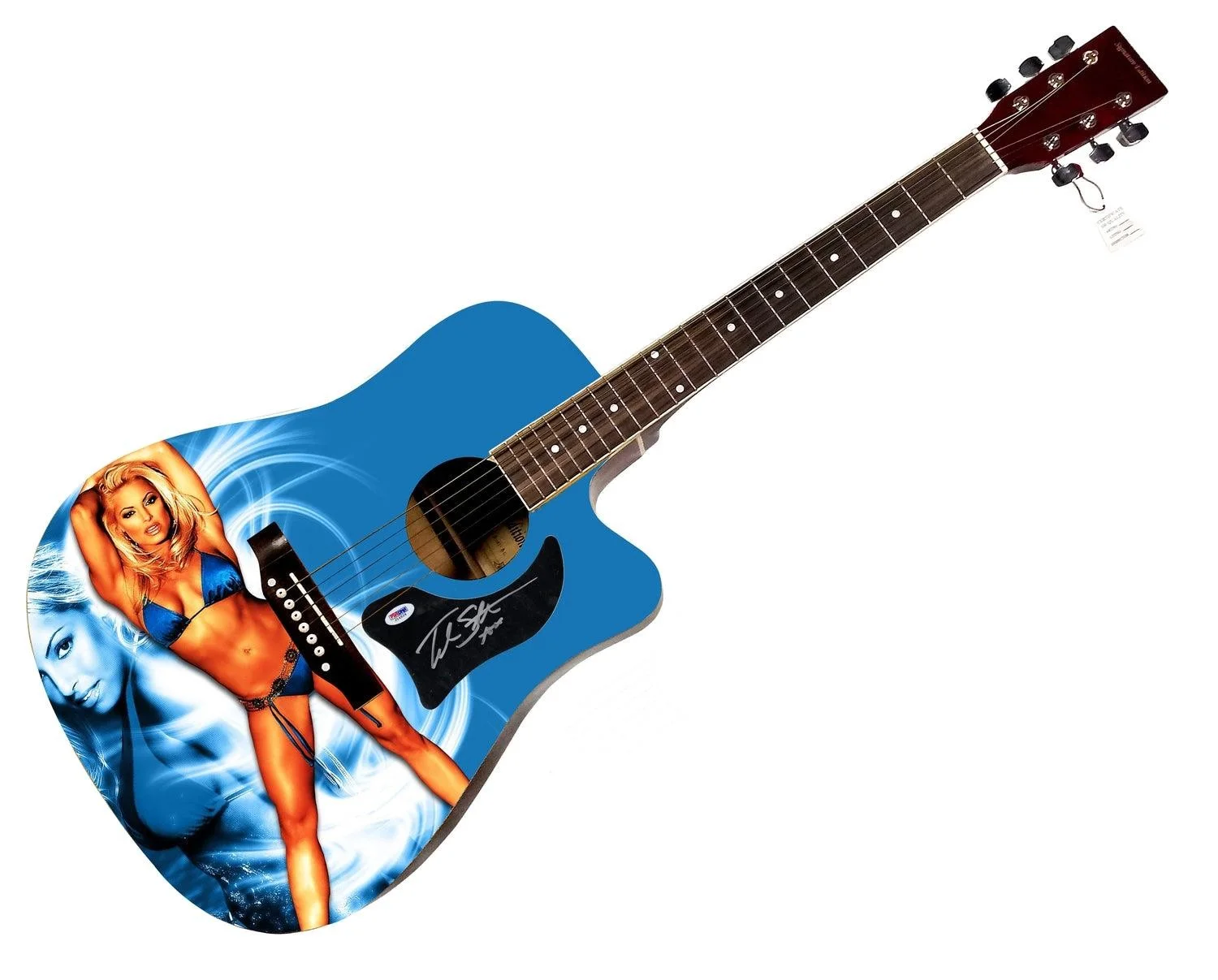 WWE Trish Stratus Signed 1/1 Custom Graphics Photo WWF Guitar PSA, изображение 3