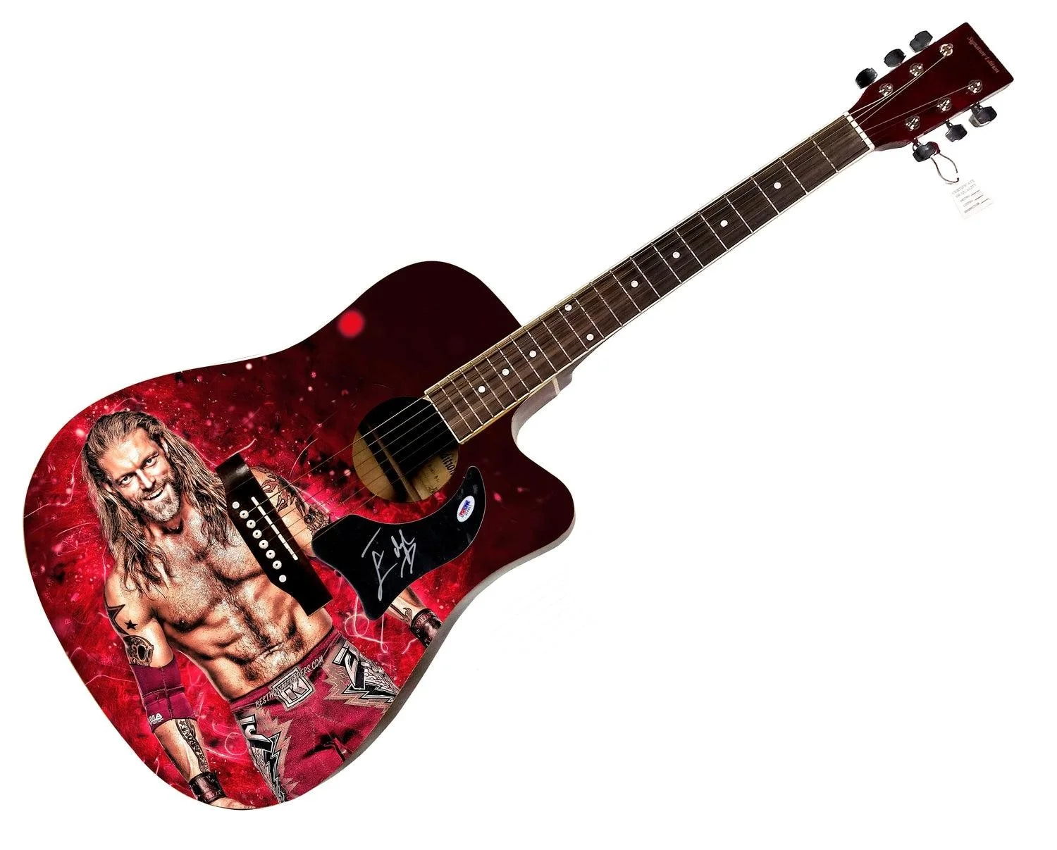 WWE Edge Signed 1/1 Custom Graphics Photo WWF Guitar PSA, image 3