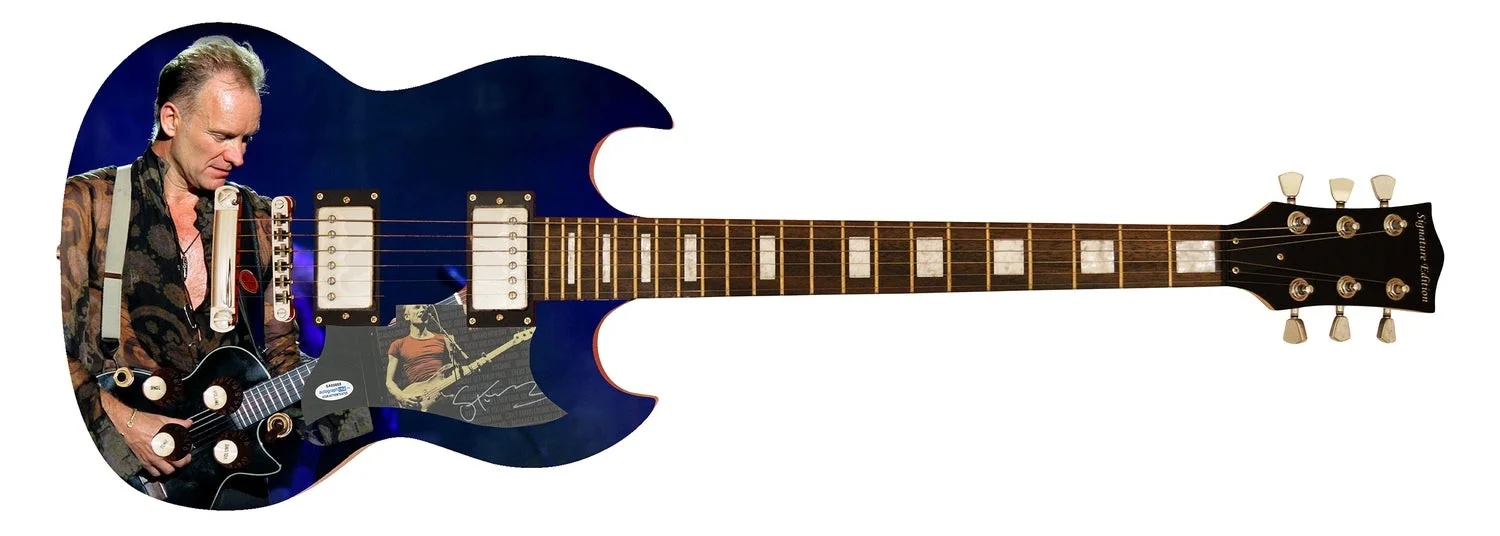 Sting Signed Autographed Custom Photo Graphics Guitar ACOA, image 2
