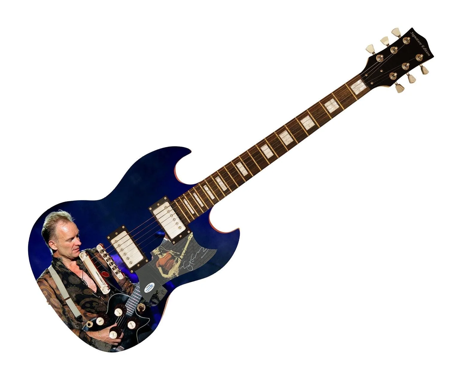 Sting Signed Autographed Custom Photo Graphics Guitar ACOA, image 3