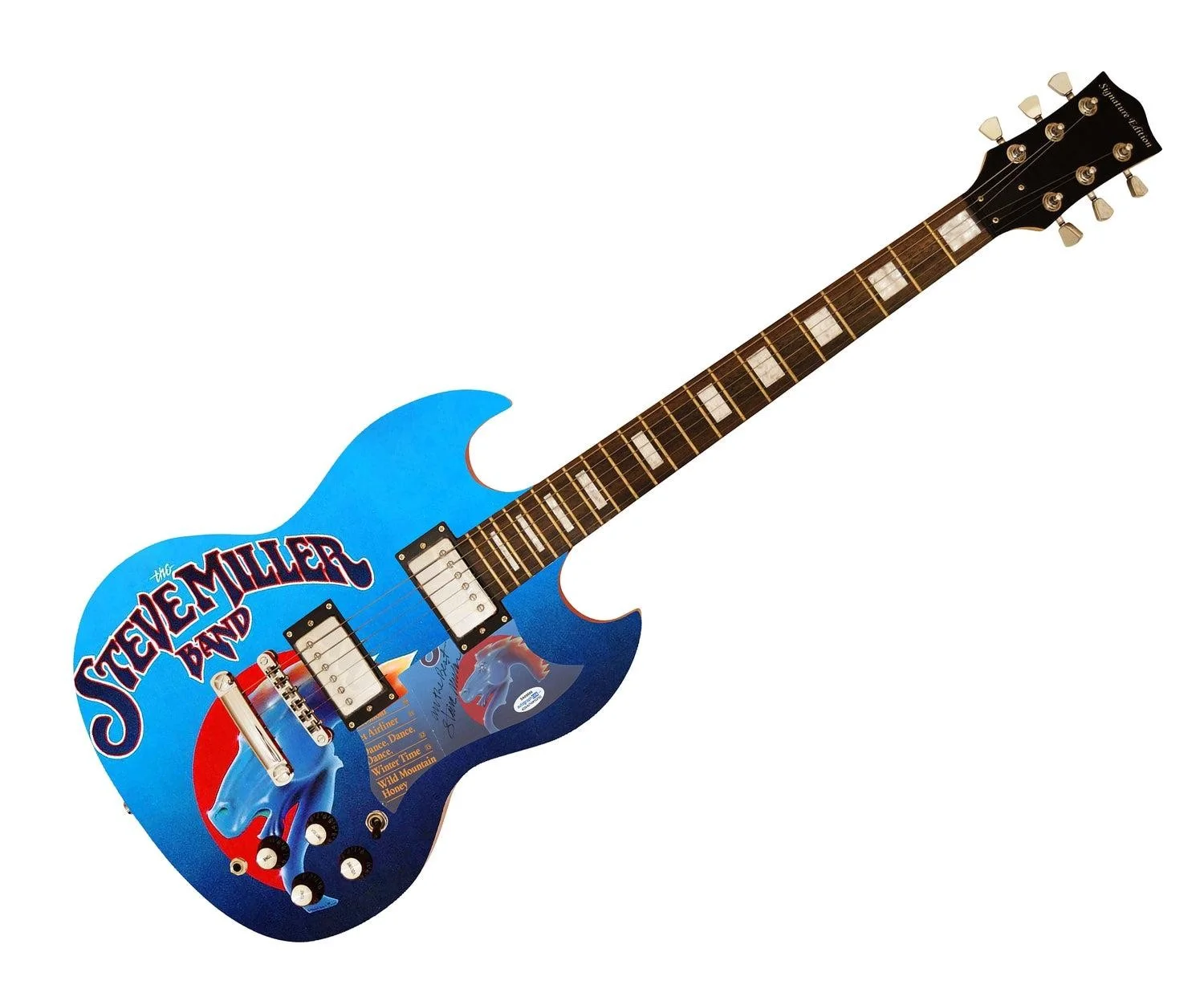 Steve Miller Signed Autographed Custom Photo Graphics Guitar ACOA ACOA, image 3