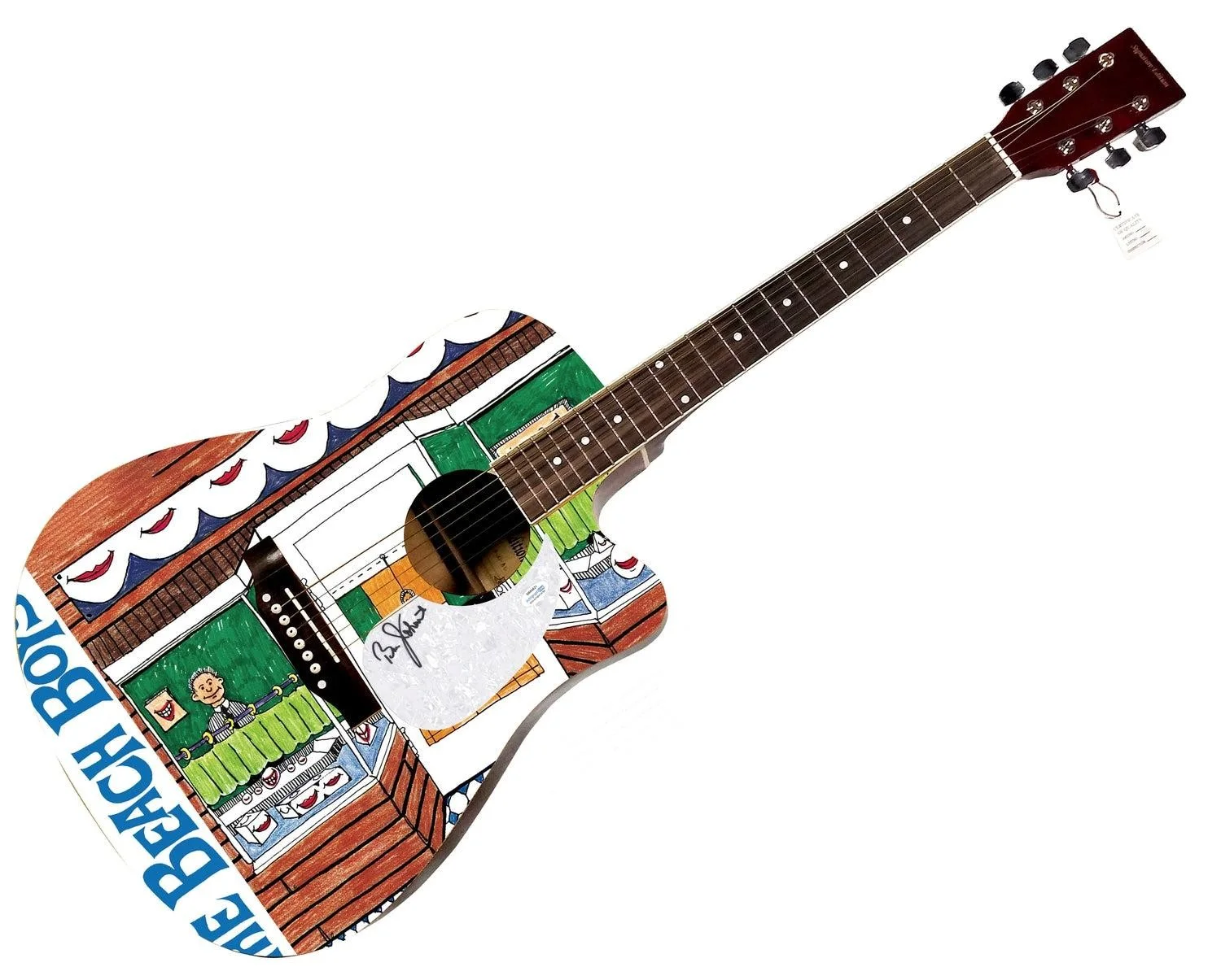 The Beach Boys Bruce Johnston Signed 1/1 Custom Graphics Acoustic Guitar, изображение 3