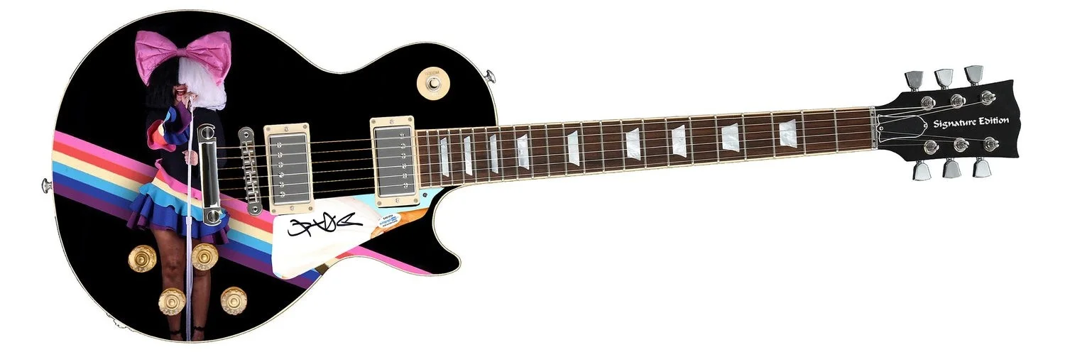 Sia Furler Signed Custom Graphics Photo Guitar ACOA, image 2