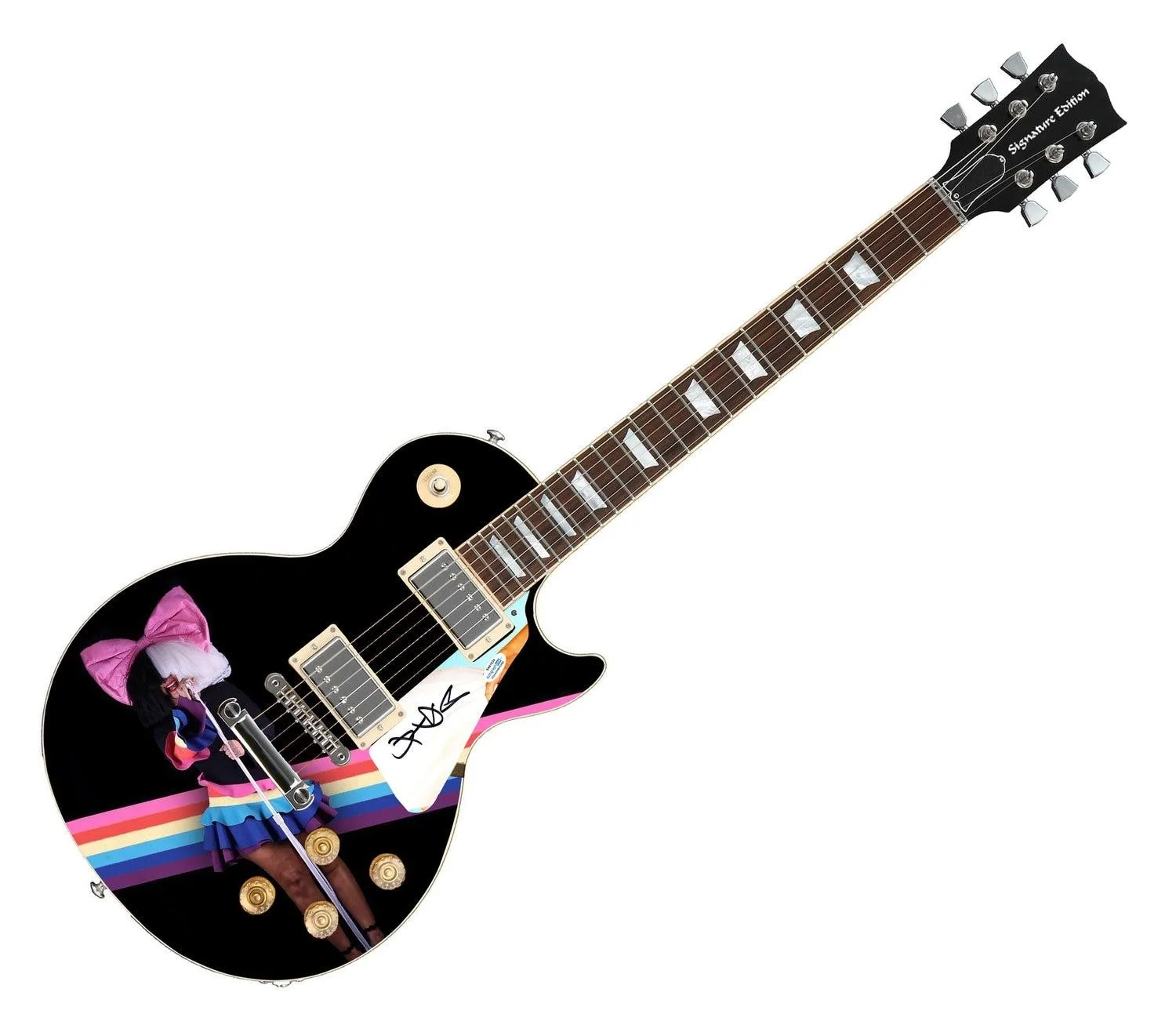 Sia Furler Signed Custom Graphics Photo Guitar ACOA, image 3