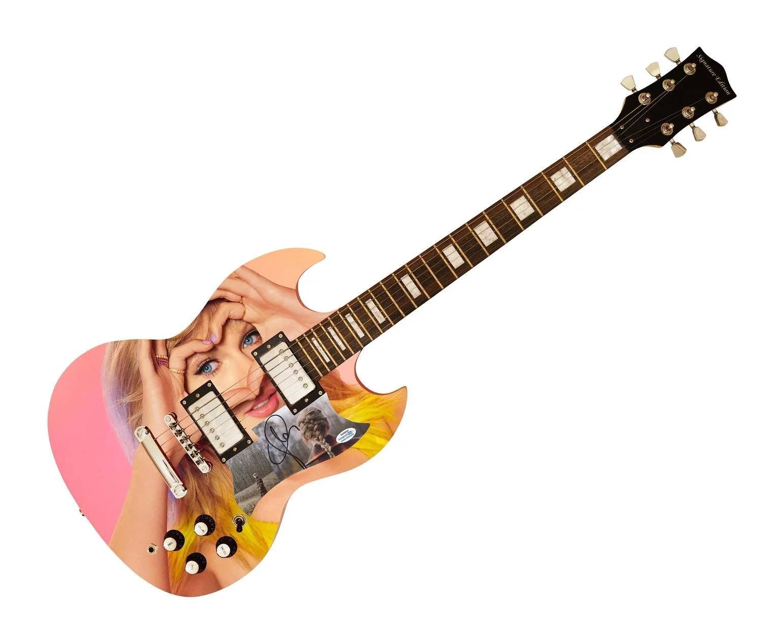 Taylor Swift Evermore Signed Autographed Custom Photo Graphics Guitar ACOA ACOA, изображение 3