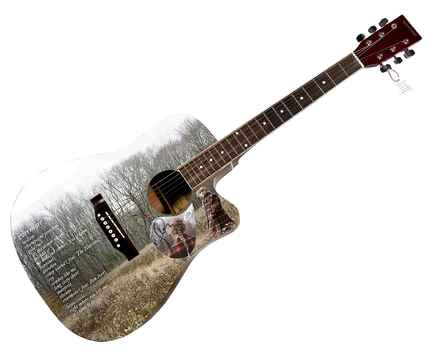Taylor Swift Evermore Signed Autographed Custom Photo Graphics Guitar ACOA ACOA, изображение 2