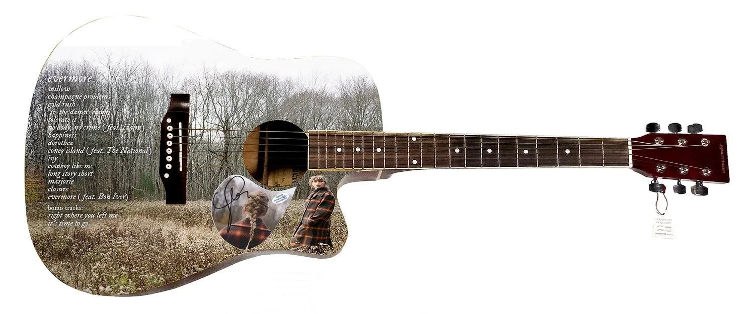 Taylor Swift Evermore Signed Autographed Custom Photo Graphics Guitar ACOA ACOA, изображение 3