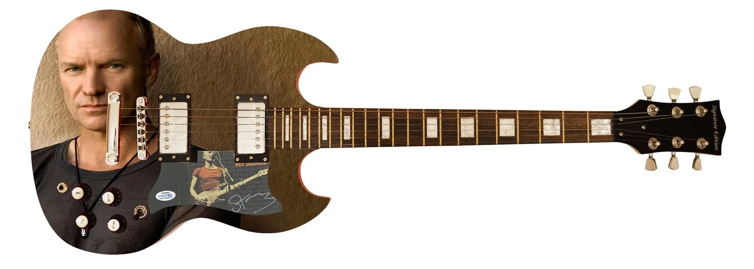 Sting Signed Autographed Custom Photo Graphics Guitar ACOA ACOA, image 2