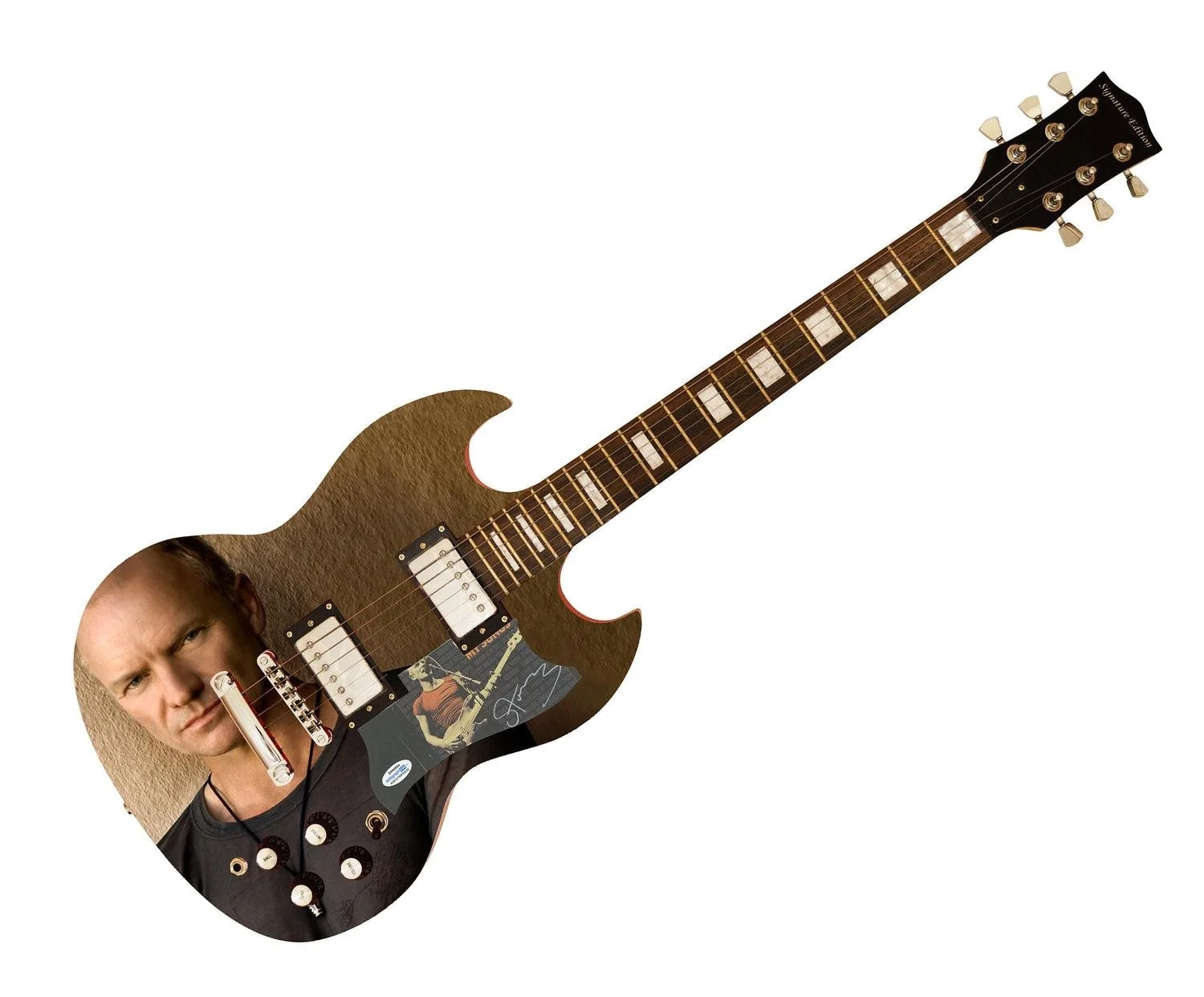 Sting Signed Autographed Custom Photo Graphics Guitar ACOA ACOA, image 3