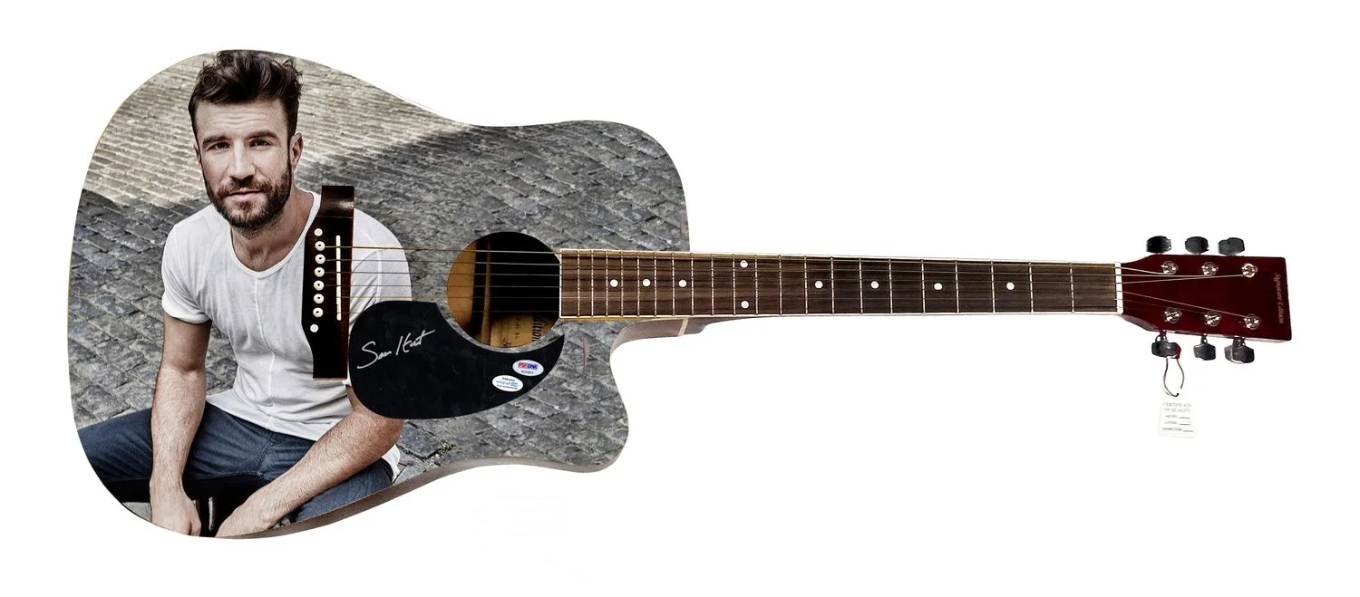 Sam Hunt Signed 1:1 Signature Edition Graphics Photo Guitar ACOA PSA, изображение 2
