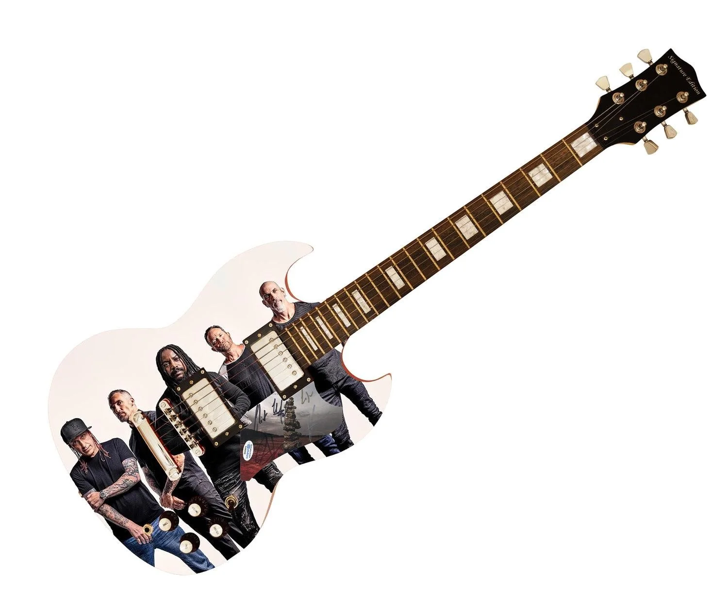Sevendust Signed Autographed Custom Photo Graphics Guitar ACOA ACOA, image 3