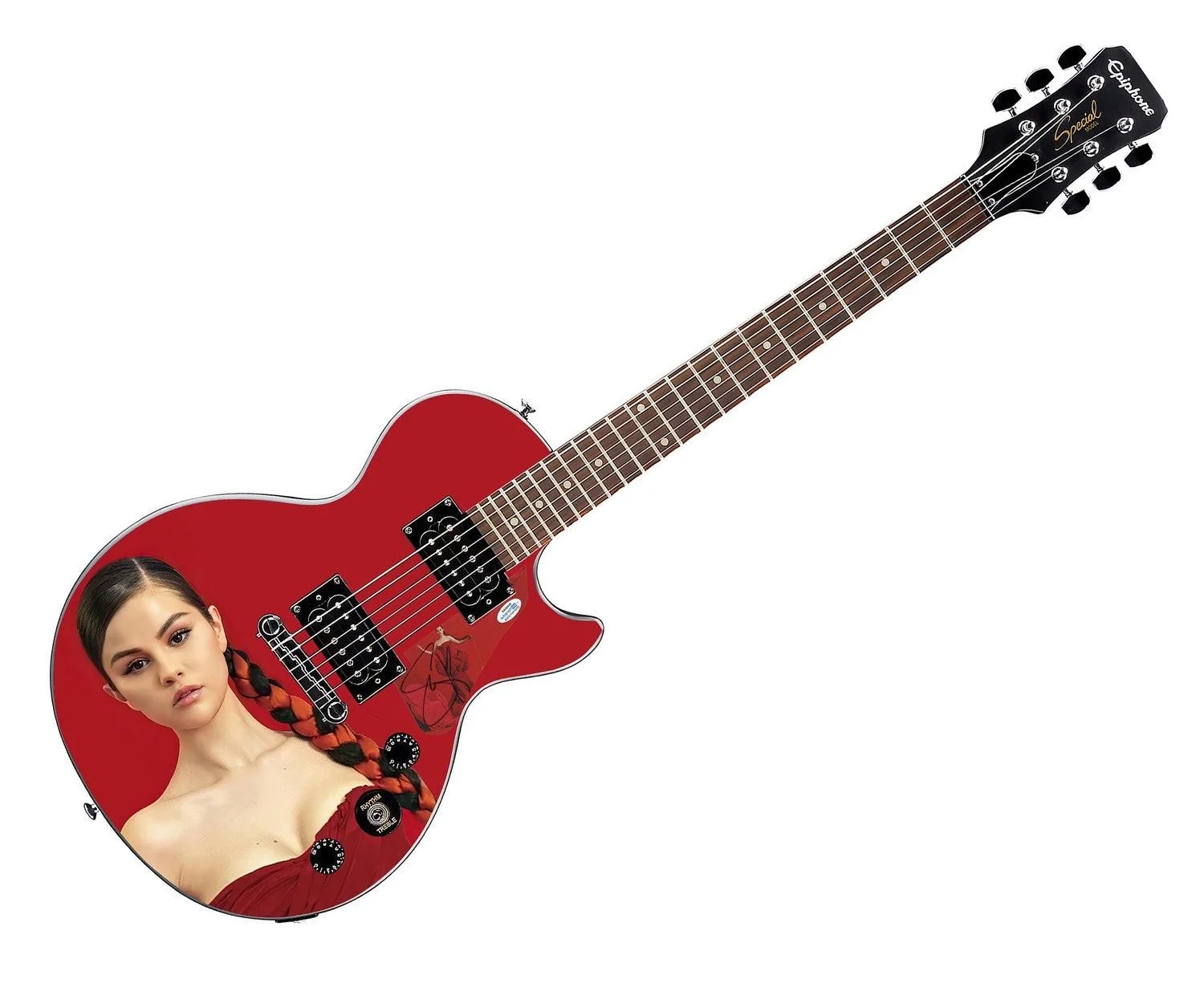 Selena Gomez Signed Gibson Epiphone Les Paul Photo Graphics Guitar ACOA, image 3