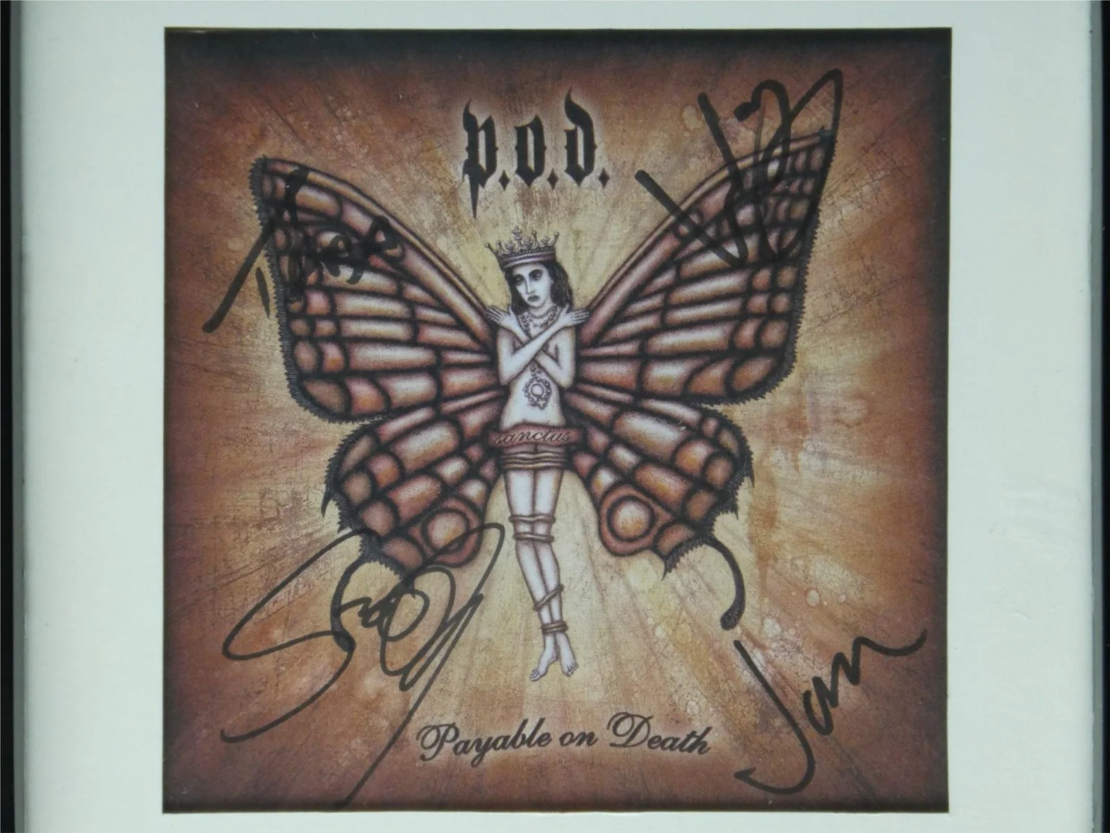 Payable On Death POD Band Signed CD Cover Framed Display Matted 7.75x13.25, image 3