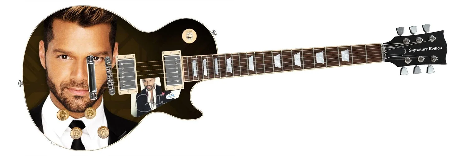Ricky Martin Signed Autographed Custom Photo Graphics Guitar ACOA, image 2