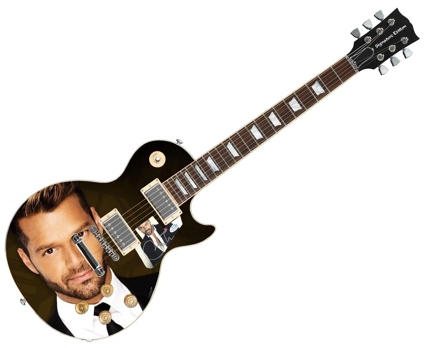 Ricky Martin Signed Autographed Custom Photo Graphics Guitar ACOA, image 3