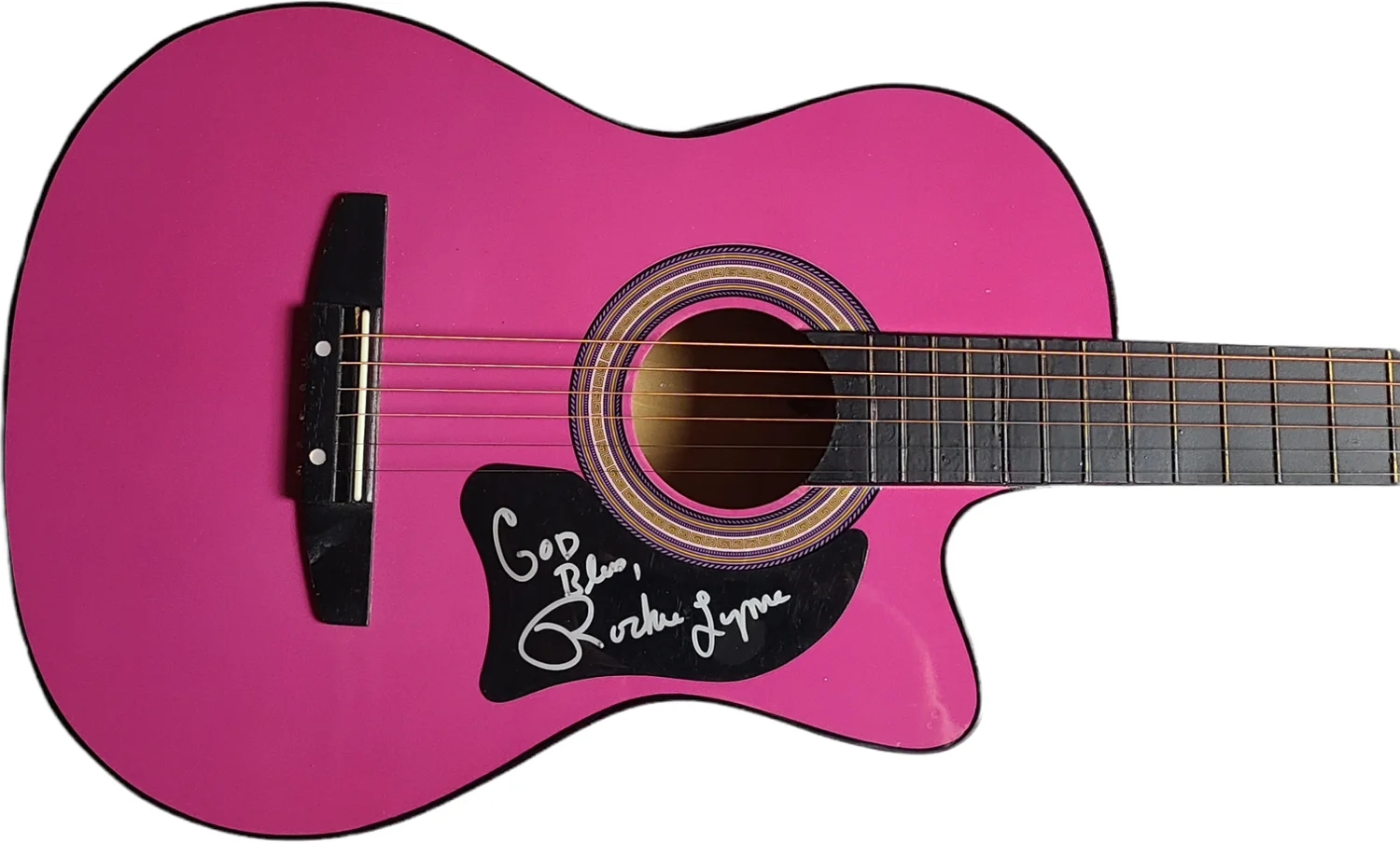 Rockie Lynne Signed Pink Acoustic/Electric Guitar UACC AFTAL RACC TS, изображение 3