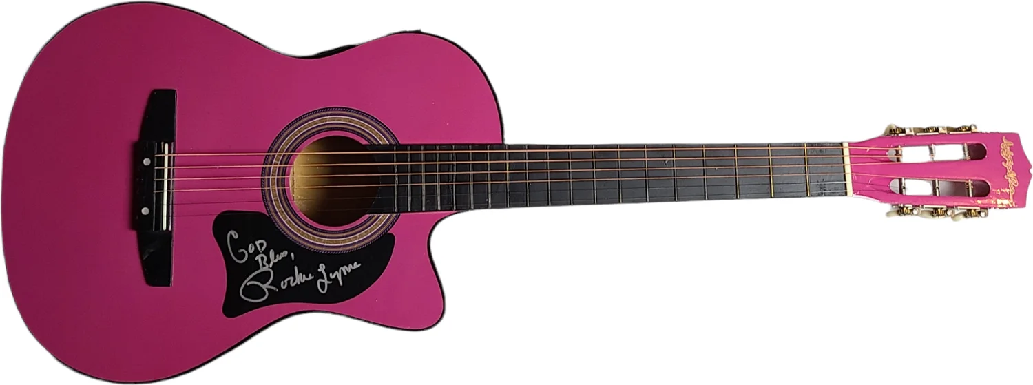 Rockie Lynne Signed Pink Acoustic/Electric Guitar UACC AFTAL RACC TS, изображение 4