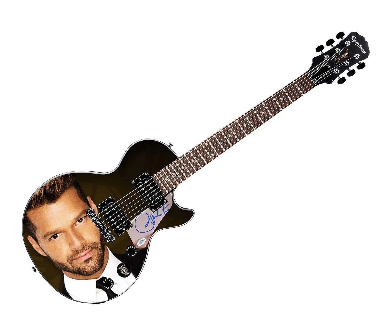 Ricky Martin Signed Gibson Epiphone Les Paul Photo Graphics Guitar ACOA, изображение 3