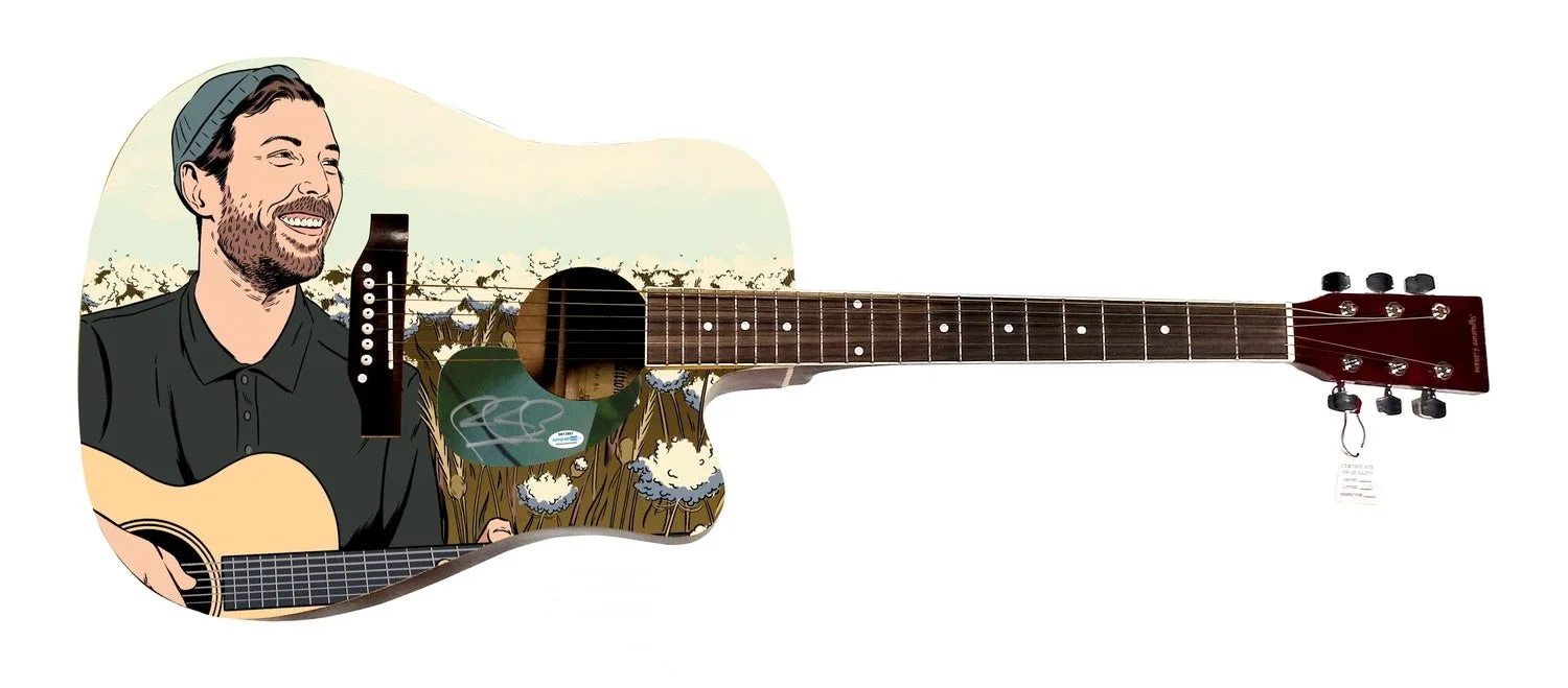 Robin Pecknold Signed Custom Graphics Photo Guitar ACOA, image 2