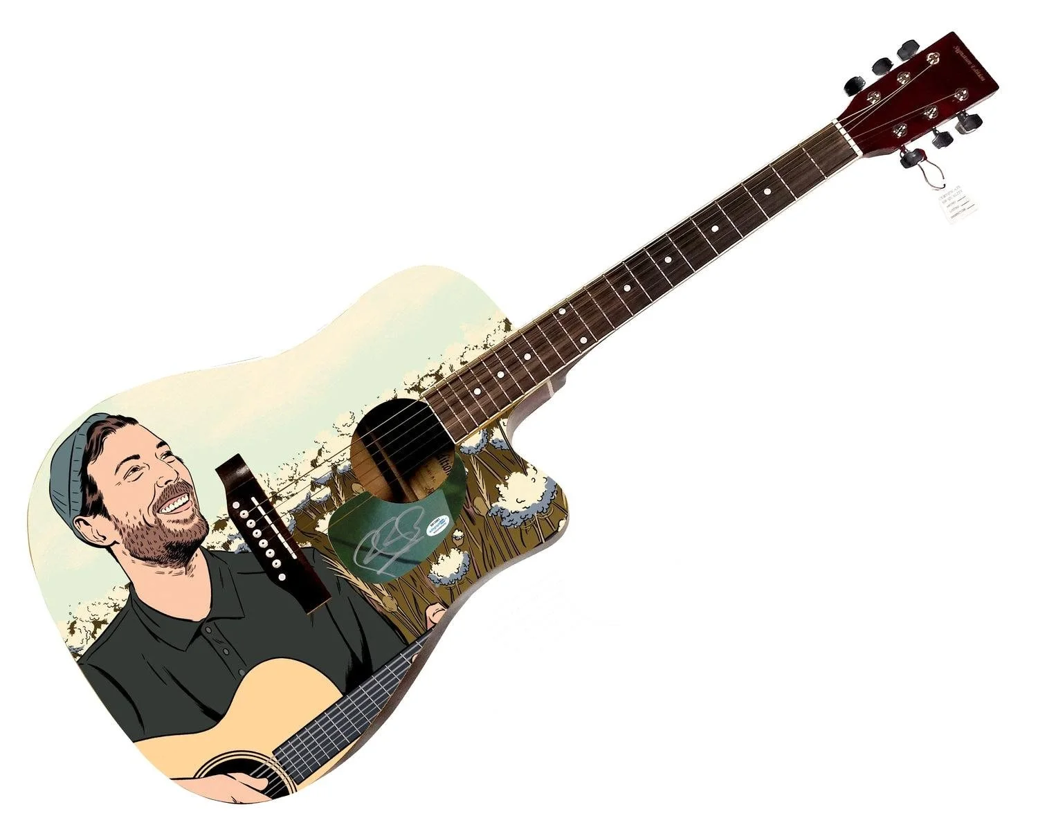 Robin Pecknold Signed Custom Graphics Photo Guitar ACOA, image 3