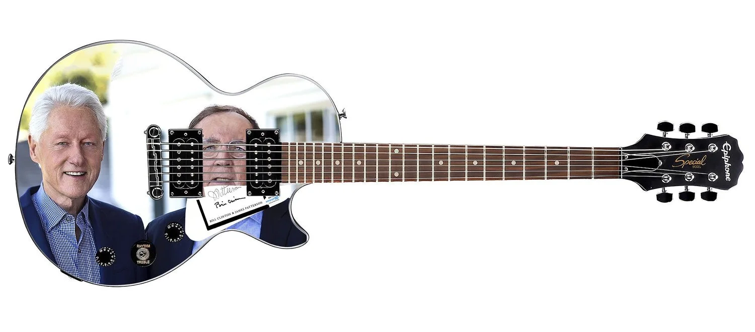 President Bill Clinton James Patterson Autographed Graphics Gibson Epiphone Guit, изображение 2