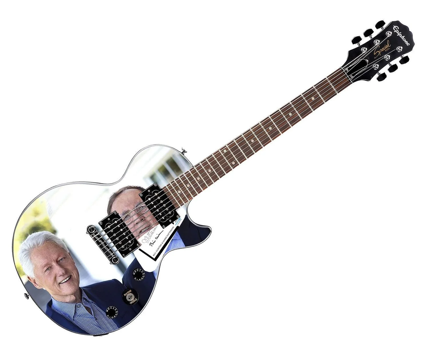 President Bill Clinton James Patterson Autographed Graphics Gibson Epiphone Guit, изображение 3