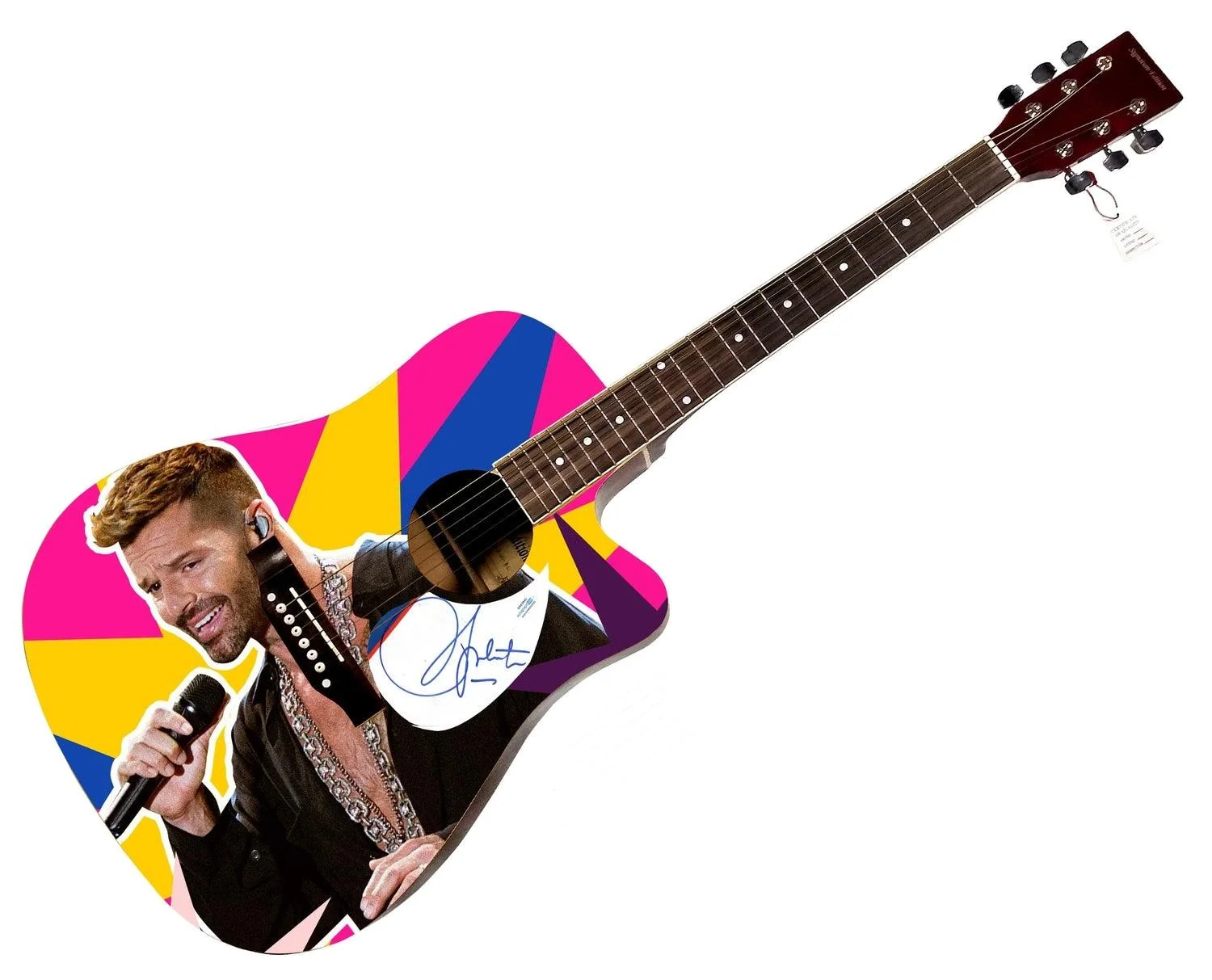 Ricky Martin Signed 1:1 Signature Edition Graphics Photo Guitar ACOA, image 3