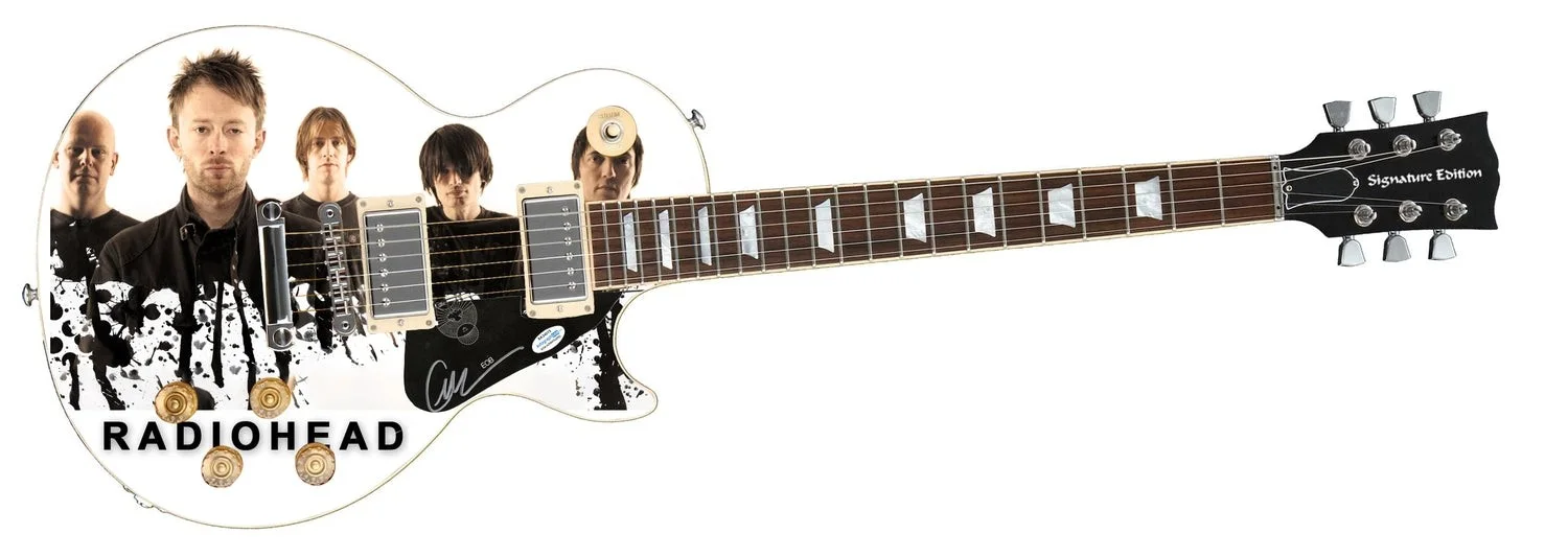 Radiohead Ed O�Brien Signed Custom Graphics 1/1 Photo Guitar ACOA, image 2