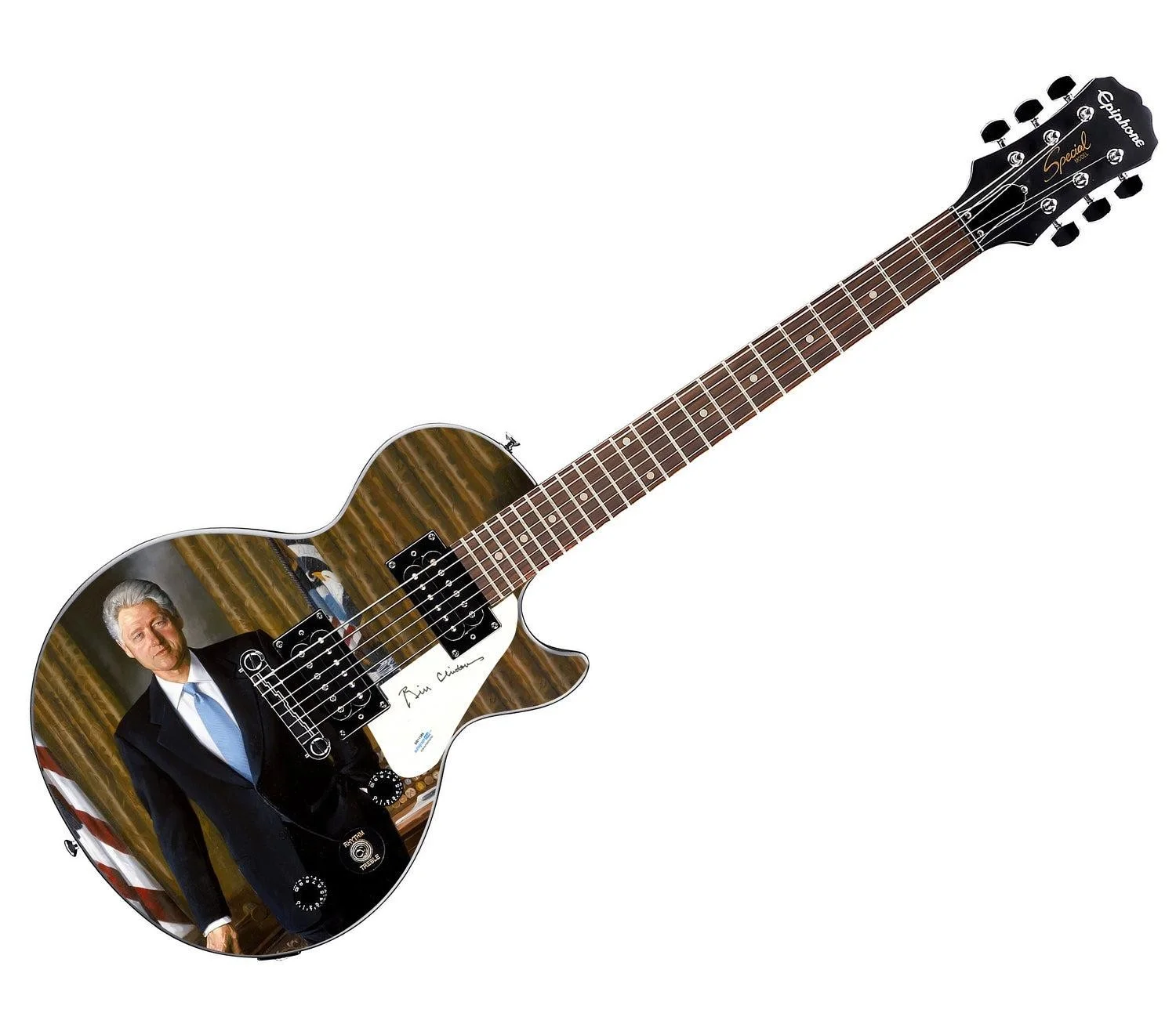 President Bill Clinton Signed Epiphone 1/1 Custom Graphics Guitar ACOA, image 3