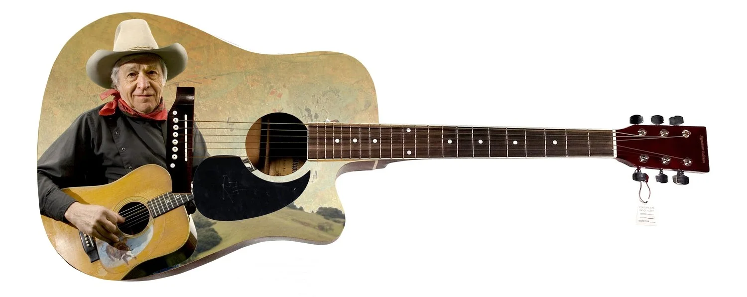 Ramblin Jack Elliott Signed 1:1 Graphics Photo Guitar, image 2