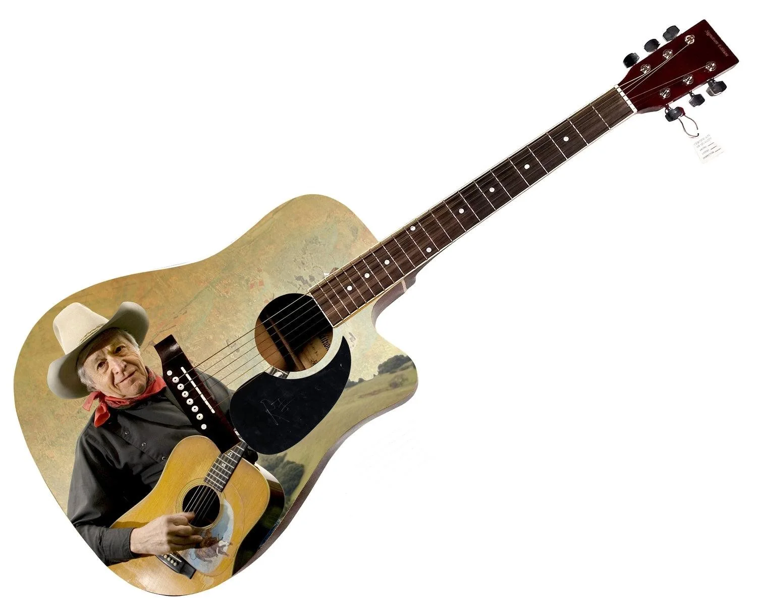 Ramblin Jack Elliott Signed 1:1 Graphics Photo Guitar, image 3