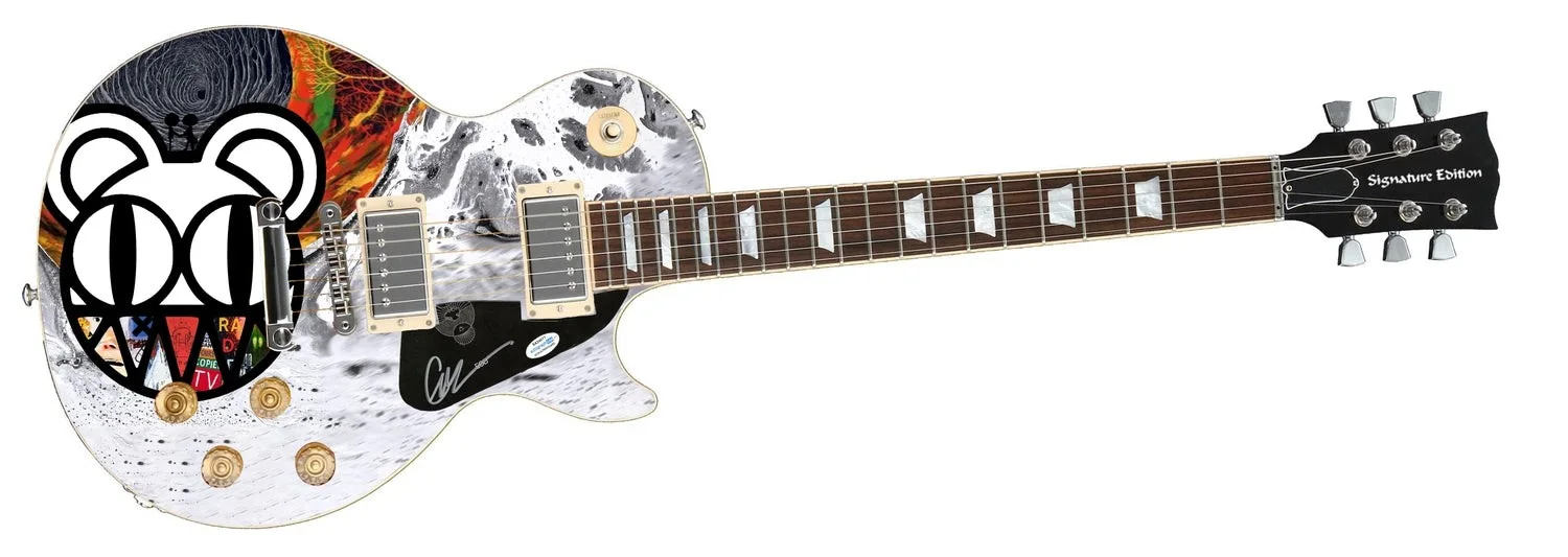 Radiohead Ed O?Brien Signed Custom Graphics 1/1 Photo Guitar ACOA, image 2