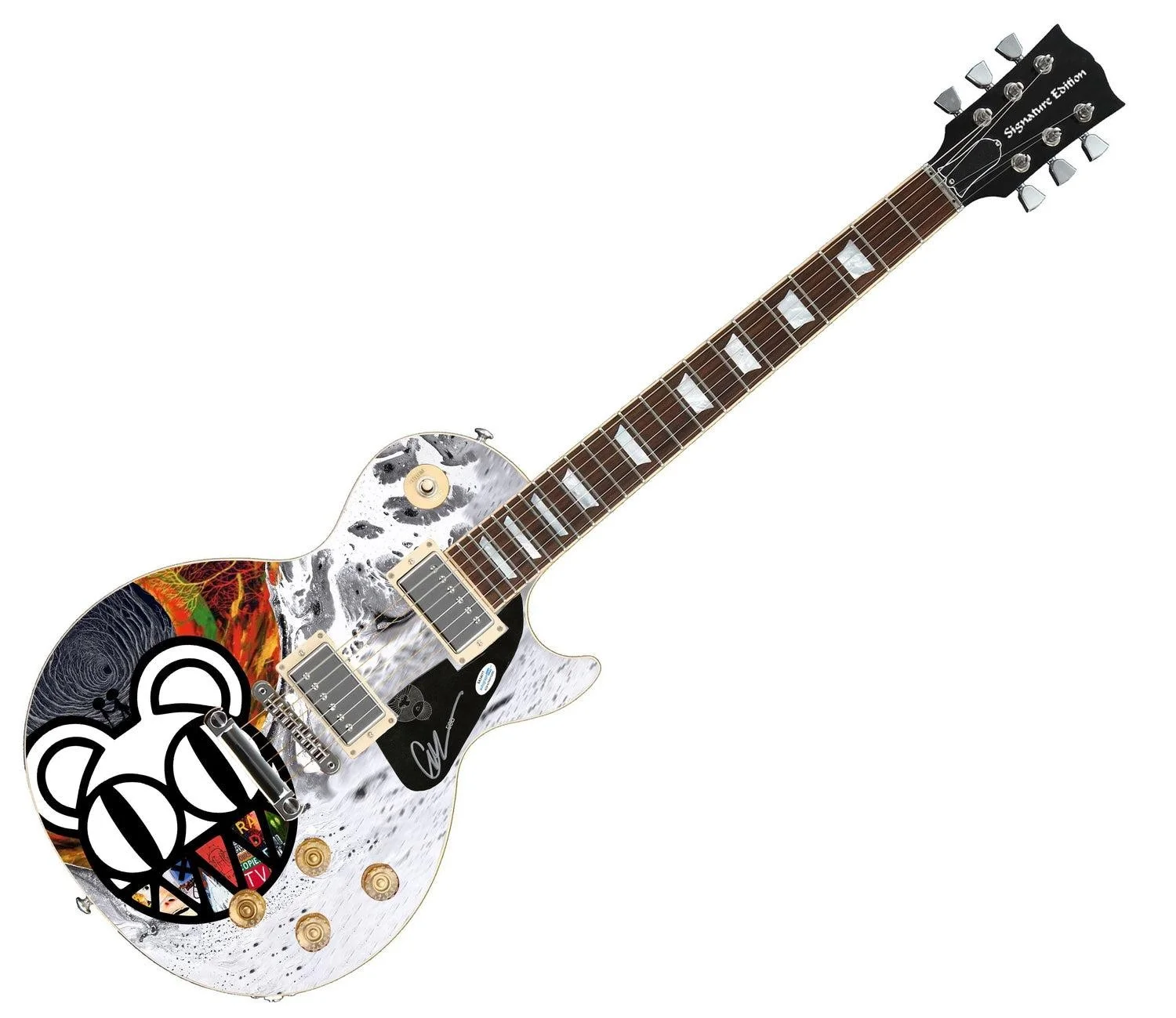 Radiohead Ed O?Brien Signed Custom Graphics 1/1 Photo Guitar ACOA, image 3