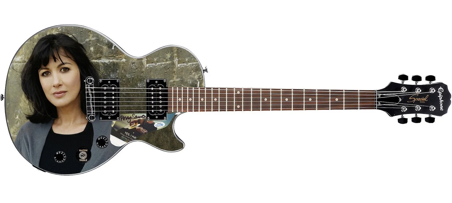 Polly Samson Signed Gibson Epiphone Les Paul Photo Graphics Guitar ACOA, image 2