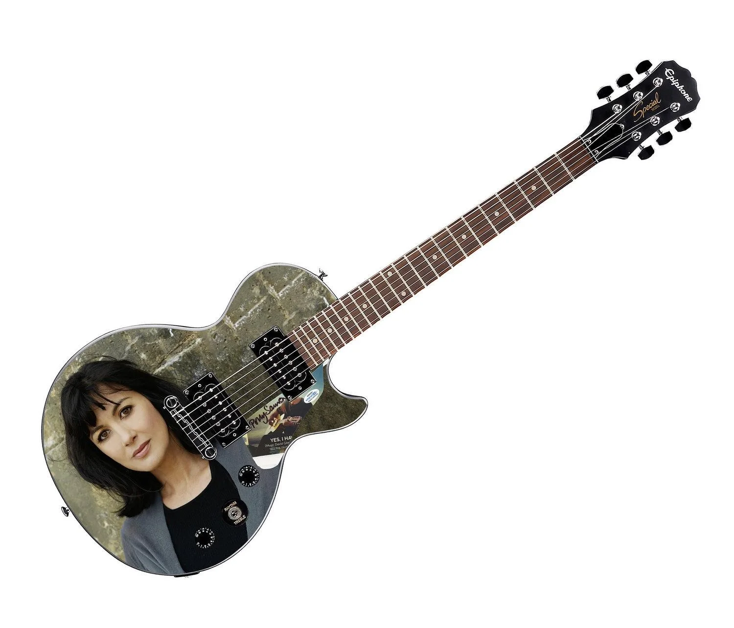 Polly Samson Signed Gibson Epiphone Les Paul Photo Graphics Guitar ACOA, image 3